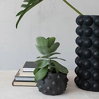 Hello Honey® 6.5" Black Terracotta Planter with Raised Dot Design