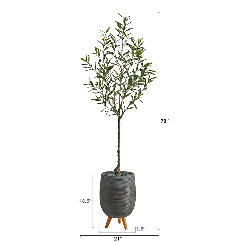 6ft. Olive Artificial Tree in Gray Planter with Stand