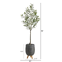 6ft. Olive Artificial Tree in Gray Planter with Stand