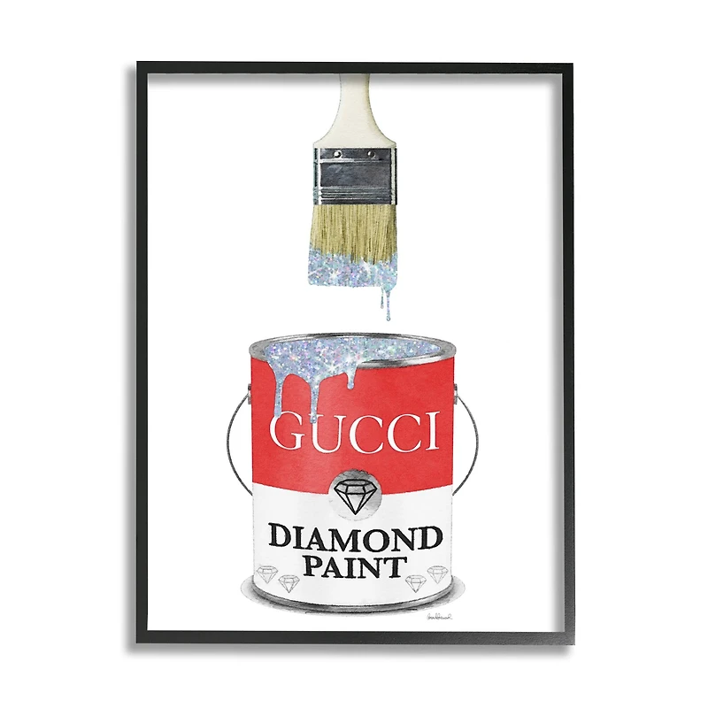 Stupell Industries Diamond Paint Fashion Pop Container Designer Glam Red Framed Wall Art