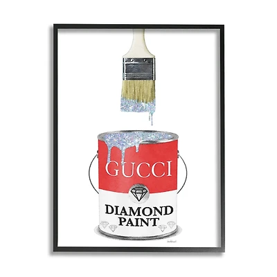 Stupell Industries Diamond Paint Fashion Pop Container Designer Glam Red Framed Wall Art