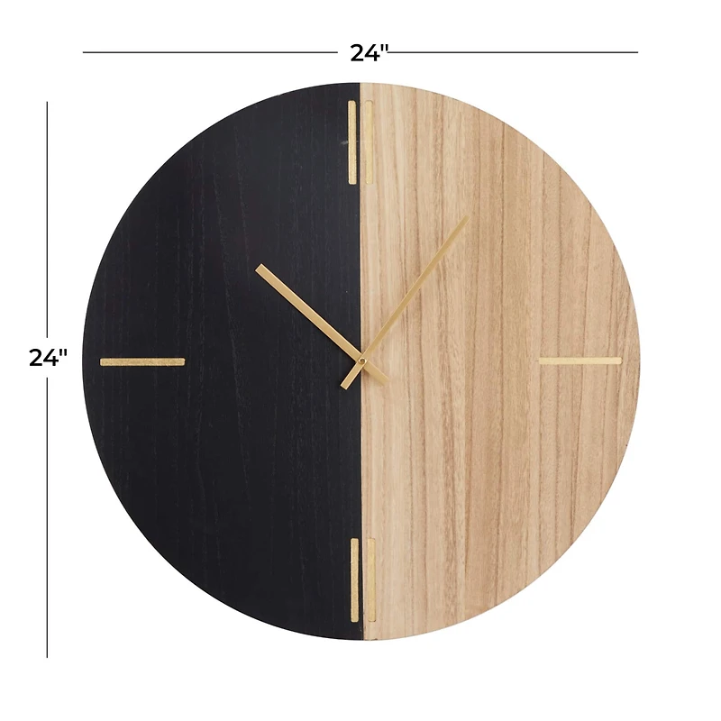Black Contemporary Abstract Wall Clock, 24" x 2" x 24"