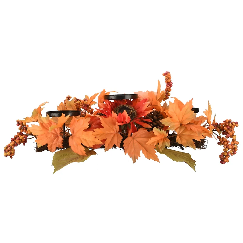 24" Orange Harvest Maple Leaf Candleholder