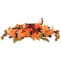 24" Orange Harvest Maple Leaf Candleholder