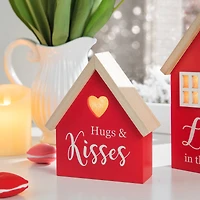 Glitzhome® Lighted Valentine's Wooden House Table Décor Set