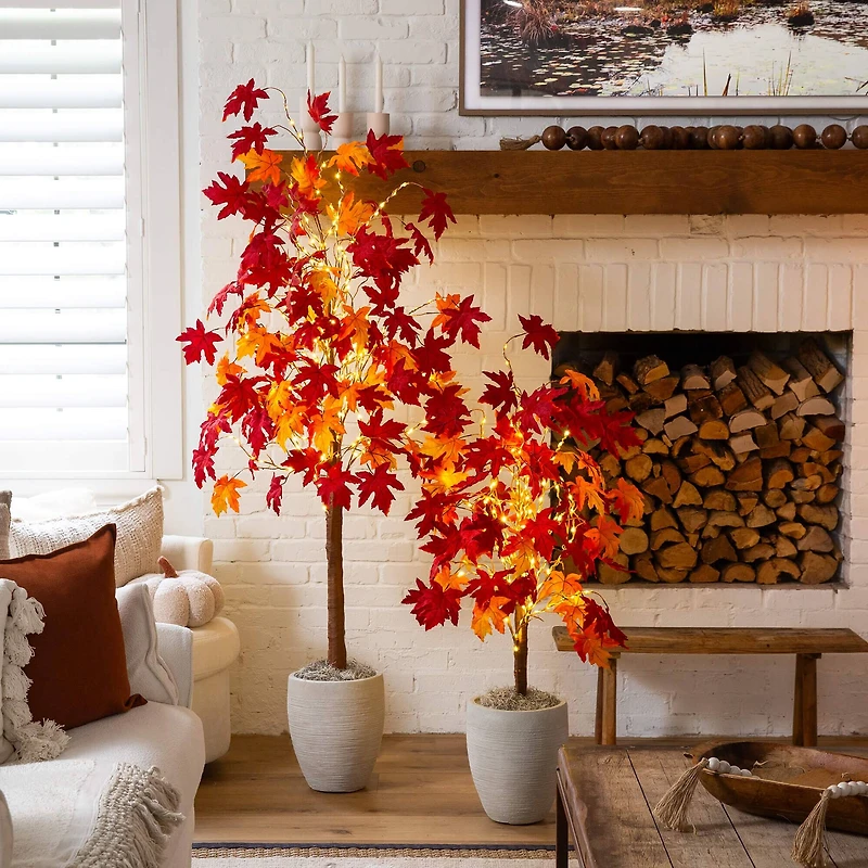 4ft. Pre-Lit Autumn Weeping Maple Artificial Fall Tree with 180 Warm White LED Lights