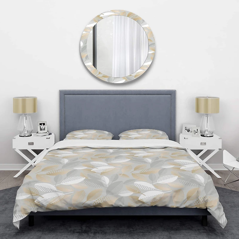 Designart 'Luxury geometric fall leaves pattern' Mid-Century Duvet Cover Set