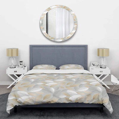 Designart 'Luxury geometric fall leaves pattern' Mid-Century Duvet Cover Set