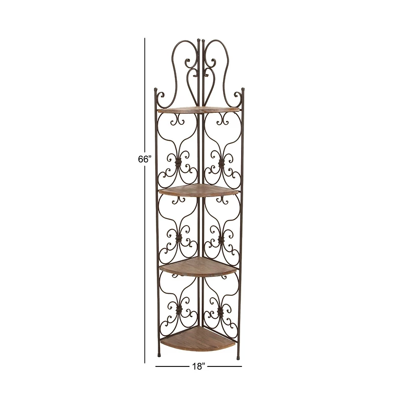 66" Brown Iron Farmhouse Baker's Rack