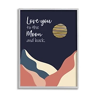 Stupell Industries Love You to Moon Phrase Night Sky Mountains in Gray Frame Wall Art
