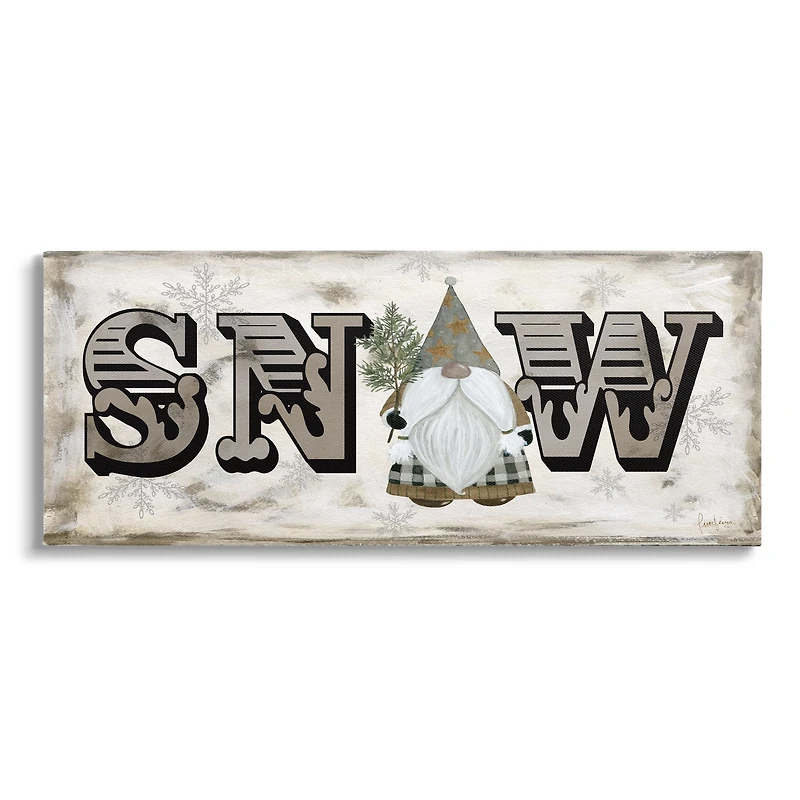 Stupell Industries Winter Snow Holiday Gnome Canvas Wall Art