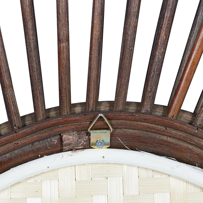 30" Brown Wood Boho Style Wall Mirror