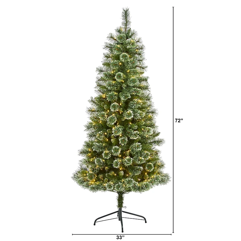 6ft. Pre-Lit Wisconsin Slim Snow Tip Pine Artificial Christmas Tree with Clear LED Lights