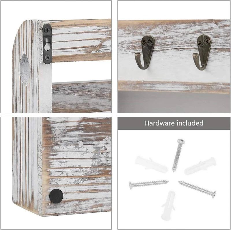 NEX™ Rustic White Wall Mounted Mail & Key Holder