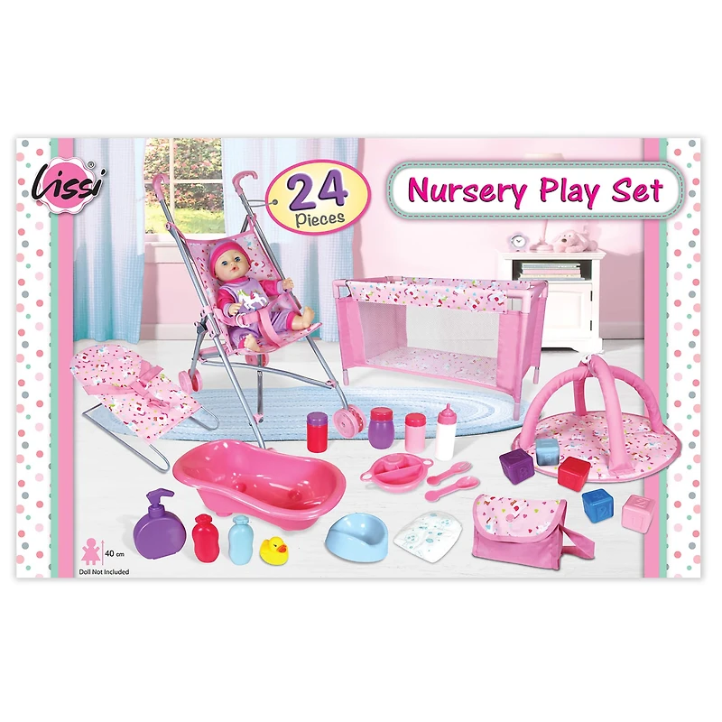 Lissi Dolls Baby Doll 24-Piece Nursey Play Set