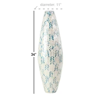 34" White Bamboo Coastal Vase