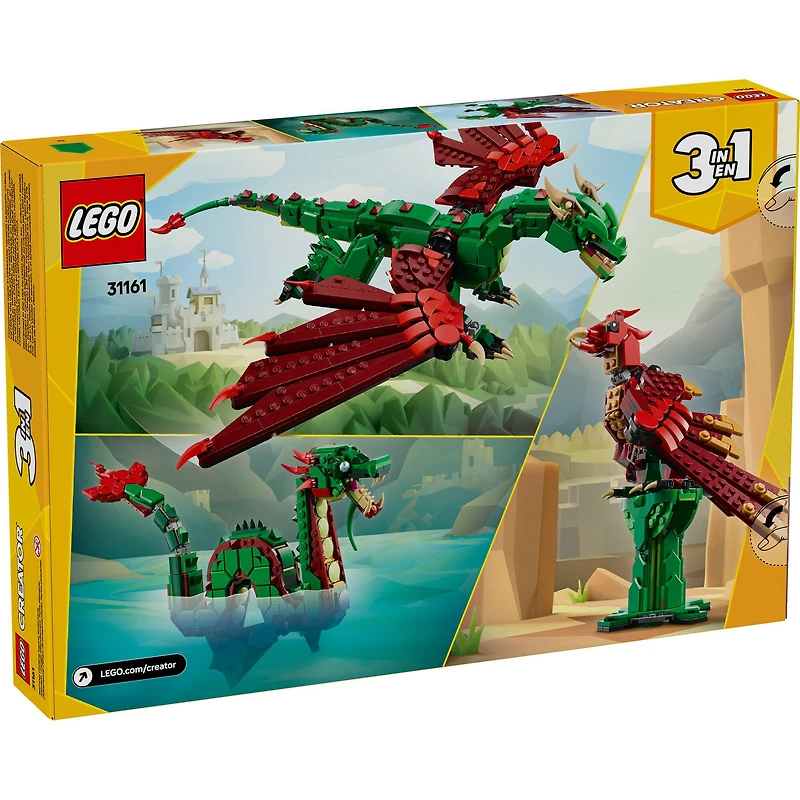 LEGO® Creator 3in1 Medieval Dragon Creature Toy Playset 31161