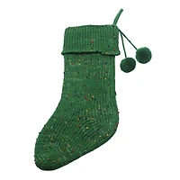 18" Knit Green Stocking with Pom Poms by Ashland®