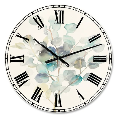 Designart Eucalyptus Leaves I Traditional Wall Clock