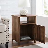 Walker Edison 18" Reclaimed Barn Wood Side Table with Grooved Door