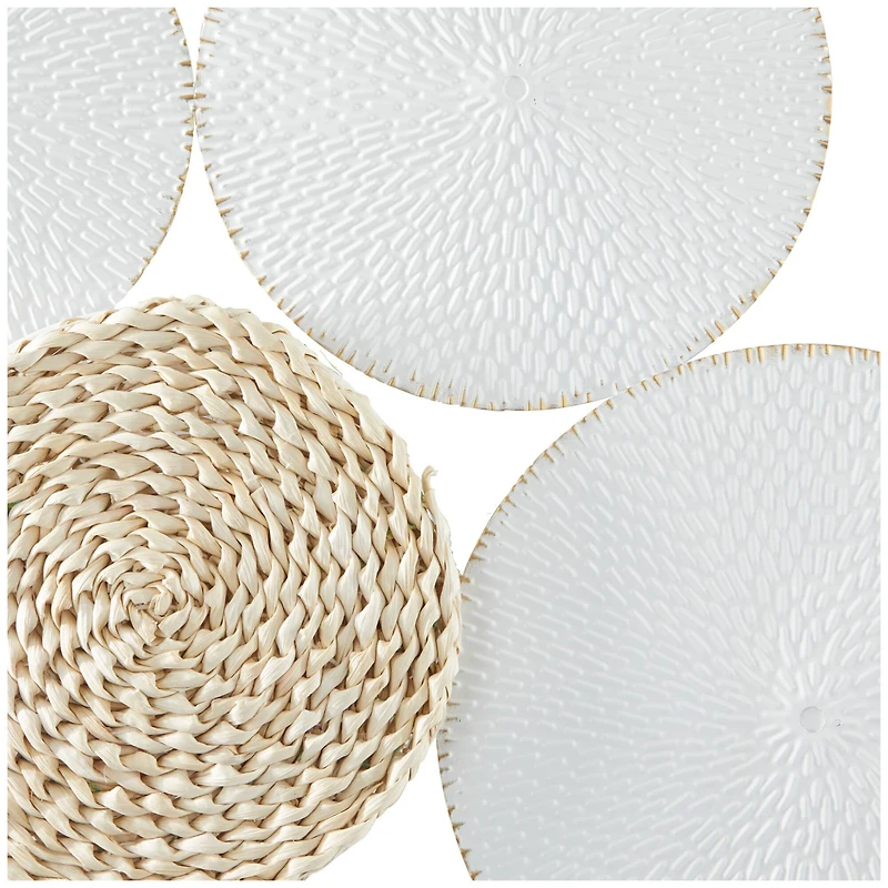 The Novogratz White Metal Rope Design Plate Wall Decor with Textured Pattern 37" x 1" x 31"