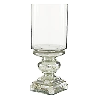 16" Silver Glass Traditional Candle Holder