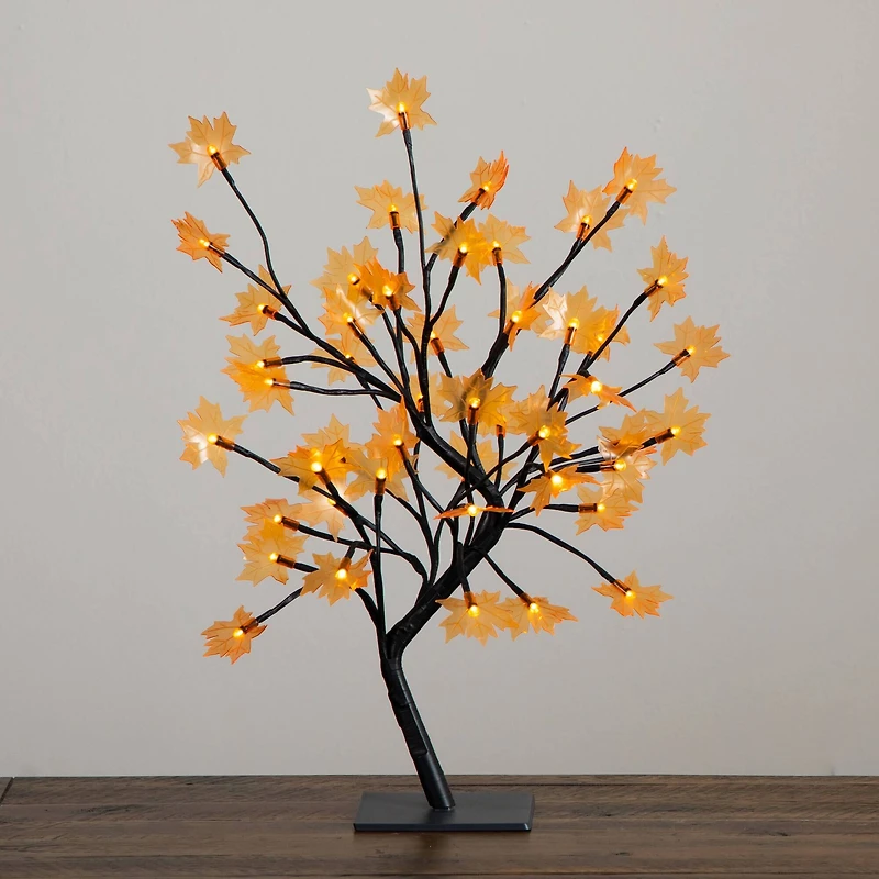18in. Pre-Lit Autumn Artificial Maple Fall Tree with 48 Warm White LED Maple Shaped Lights