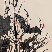 Glitzhome® 20"H Lighted Black and Pink Halloween Berries Table Tree