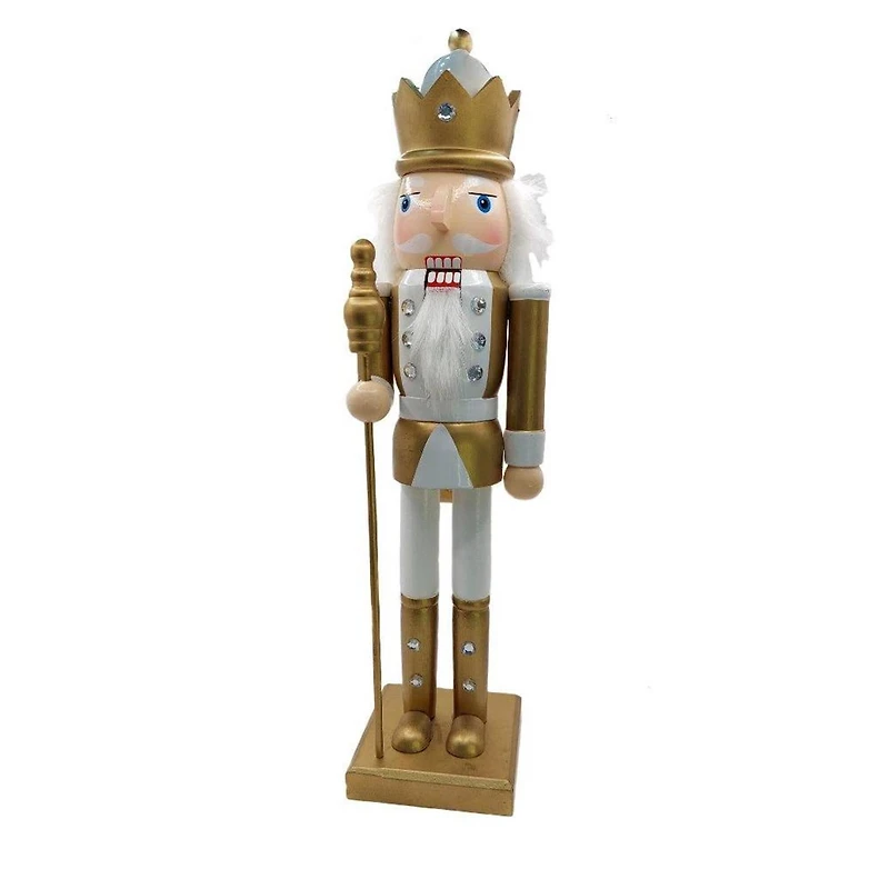 Wizardi 15" Classic Wooden Christmas Staffbearer Nutcracker Festive Decoration