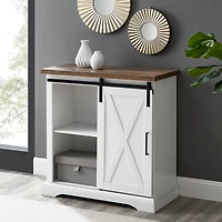 Walker Edison 32" Solid White Reclaimed Barnwood Rustic Farmhouse Buffet 