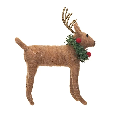 Hello Honey® 5.5" Wool Felt Deer with Wreath