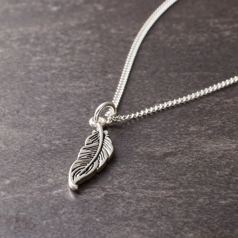 Charmalong™ Antique Silver Plated Feather Charm by Bead Landing™