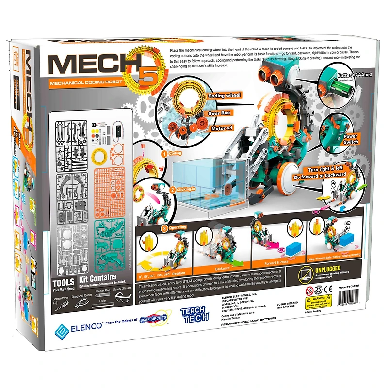 Elenco® TEACH TECH™ Mech-5 Mechanical Coding Robot