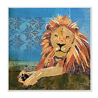 Stupell Industries Safari Lion Abstract Shape Collage Blue Orange,12" x 12"