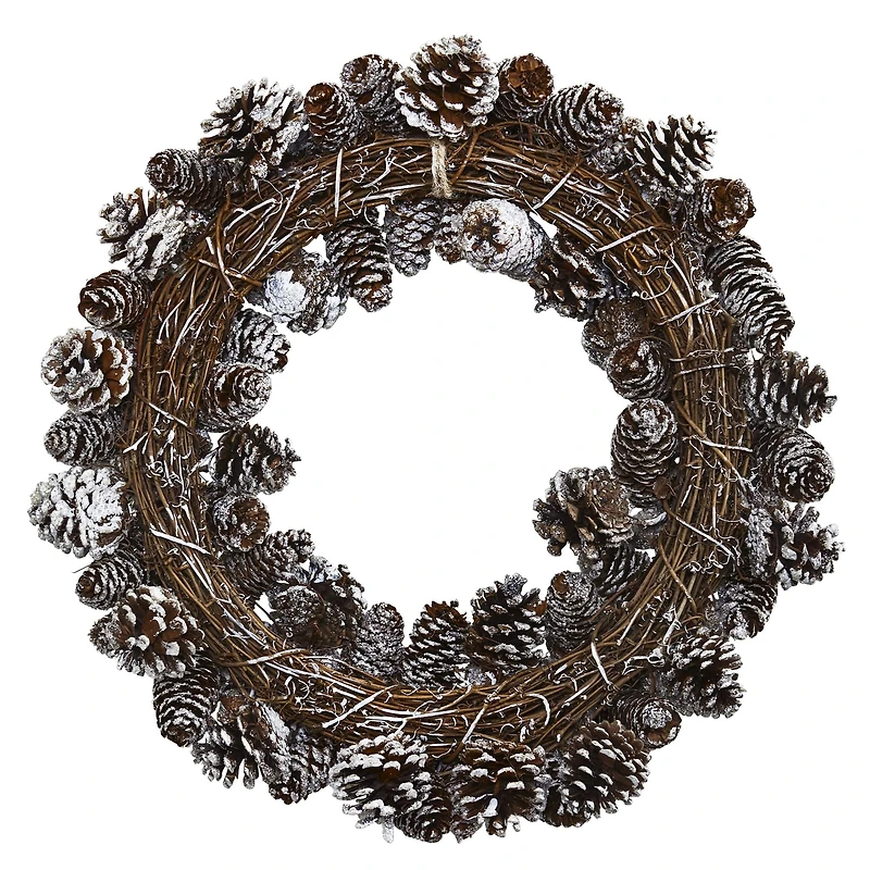 17" Snowy Pinecone Wreath