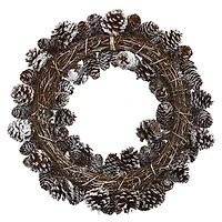 17" Snowy Pinecone Wreath