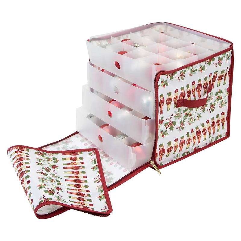 Laura Ashley Nutcracker Print Stackable Christmas Ornament Storage Box