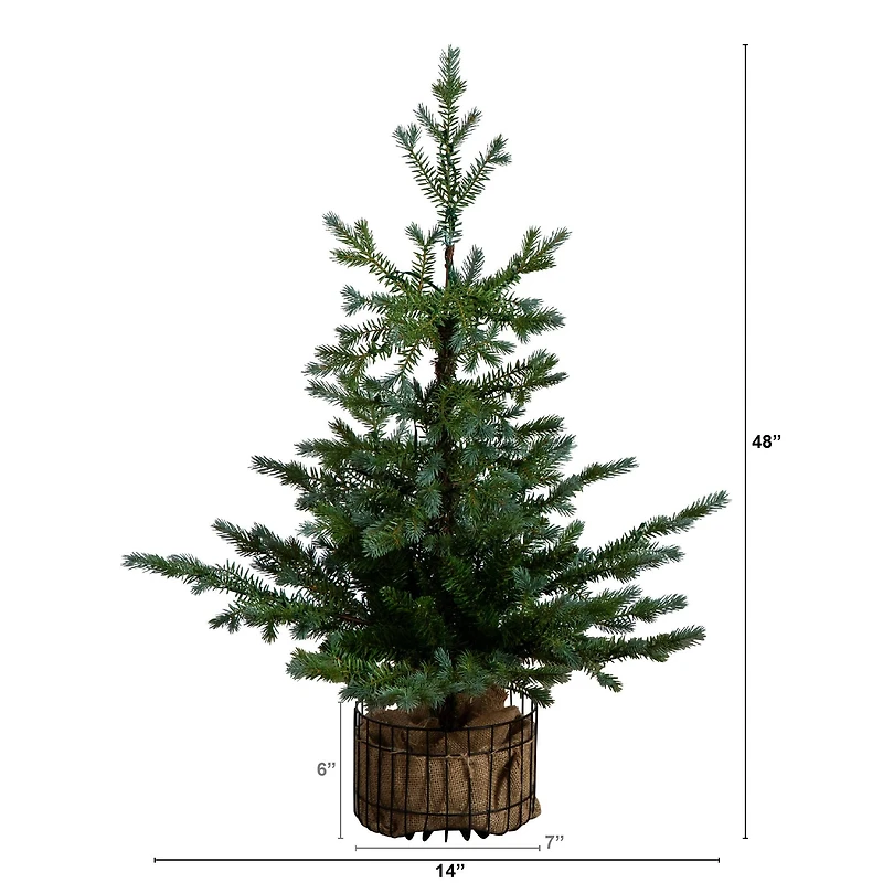 3ft. Pre-Lit Artificial Christmas Tree in Jute Wire Planter with 30 Warm White LED Lights