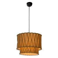 Hello Honey® 16" Cream & White Round Cotton Slub Pleated Pendant Lamp