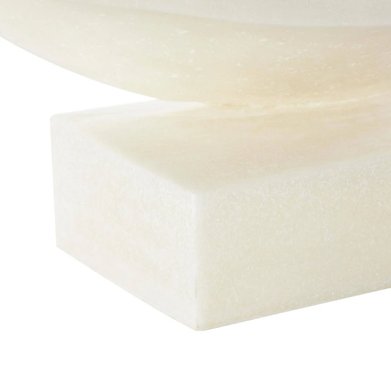 19.5" White Polystone Abstract Twisted Wave Decorative Sculpture with Elevated Base