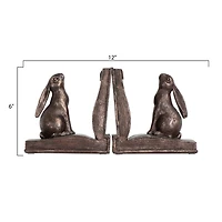 Hello Honey® Rustic Bronze Rabbit on Book Bookends Set