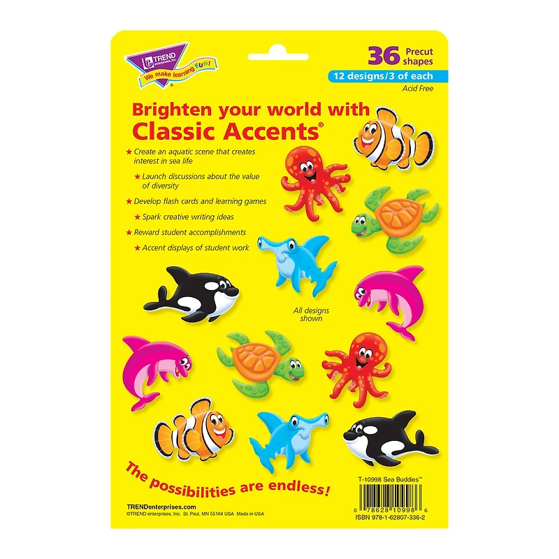 Trend Classic Accents® Sea Buddies™ Variety Pack, 3 Packs of 36