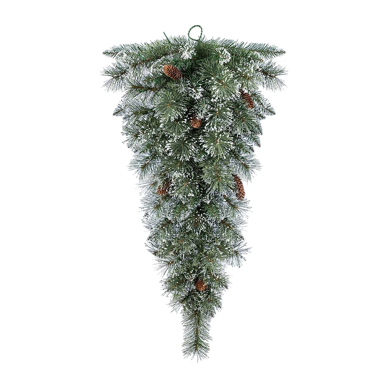 Glitzhome® 3ft Pre-Lit Frosted Greenery Pinecones Christmas Teardrop, LED Lights and Timer
