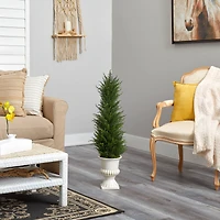 3ft. Cypress UV Resistant Artificial Tree in White Urn