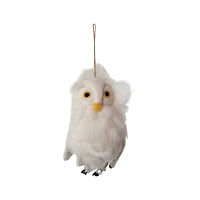 Hello Honey® 8" White, Yellow & Black Handmade Wool Felt Owl Ornament with Embroidery