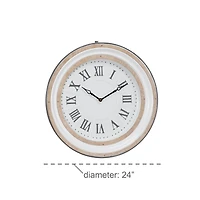 White Farmhouse Metal Wall Clock, 24" x 24"