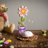 Wonderland Crafts Potted Flower Bead Embroidery on Wood Kit