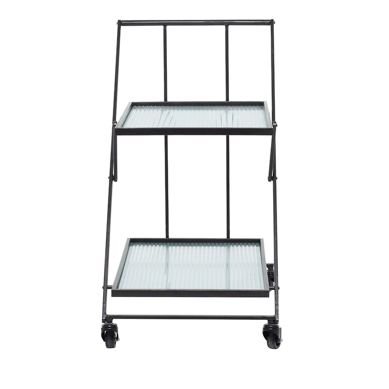 Black Iron Industrial Bar Cart, 32" x 25" x 18"