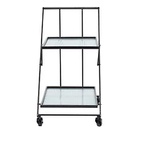 Black Iron Industrial Bar Cart, 32" x 25" x 18"
