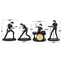 Black Polystone Rock Band Musician Sculpture with Gold & Silver Accents Set